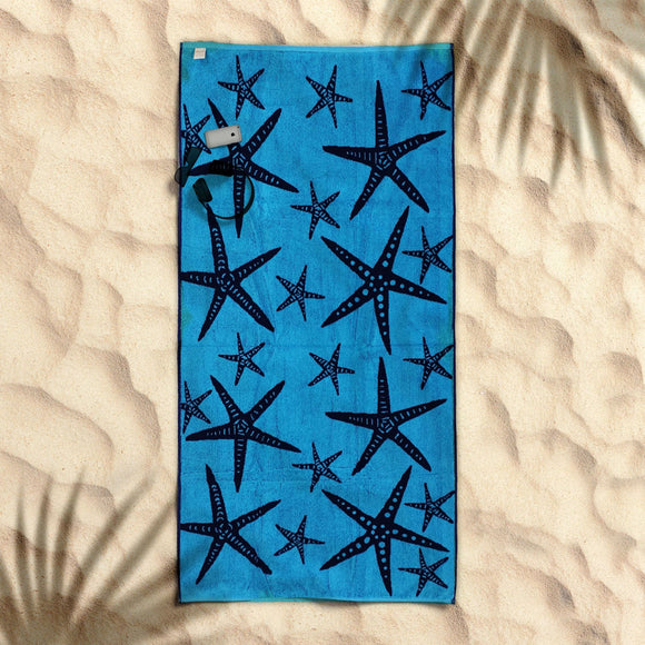 NNEDSZ Rans Premium Cotton Jacquard Beach Towel Starfish Blue