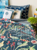 NNEDSZ Blue Peacock Kantha/ Bedspread/ Coverlet