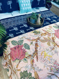 NNEDSZ Cotton Kantha Quilt/Bedspread/Coverlet/Throw - Pastel Floral Hand stitched Kantha Quilt