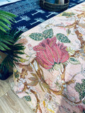 NNEDSZ Cotton Kantha Quilt/Bedspread/Coverlet/Throw - Pastel Floral Hand stitched Kantha Quilt