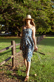 NNEDSZ Cotton Midi Dress - Inayat Indigo Strappy Fitted Midi dress (Hand block print)