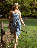 NNEDSZ Cotton Midi Dress - Inayat Indigo Strappy Fitted Midi dress (Hand block print)