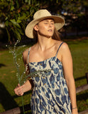 NNEDSZ Cotton Midi Dress - Inayat Indigo Strappy Fitted Midi dress (Hand block print)