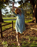 NNEDSZ Cotton Midi Dress - Inayat Pastel Cyan Floral Midi Dress (Hand block print)