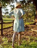 NNEDSZ Cotton Midi Dress - Inayat Pastel Cyan Floral Midi Dress (Hand block print)