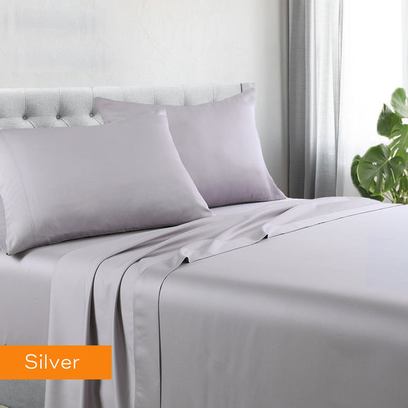 NNEDSZ 1200tc hotel quality cotton rich sheet set double silver