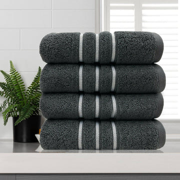 NNEDSZ amor classic dobby stripe super soft premium cotton face washer 4 pcs 650gsm charcoal