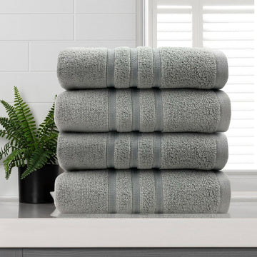 NNEDSZ amor classic dobby stripe super soft premium cotton hand towel 4 pcs silver