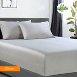 NNEDSZ 400 thread count bamboo cotton 1 fitted sheet with 2 pillowcases king single silver