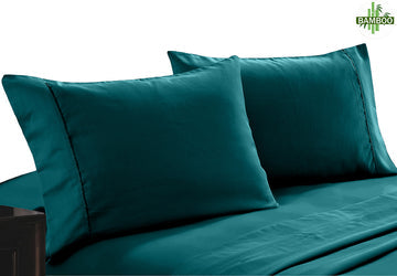 NNEDSZ 400 thread count bamboo cotton twin pack pillowcase teal