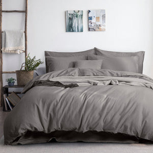 NNEDSZ luxurious linen cotton quilt cover set king grey