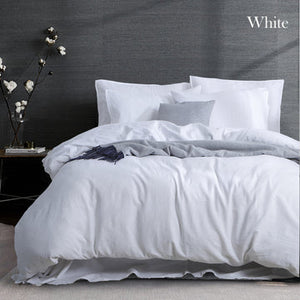 NNEDSZ luxurious linen cotton quilt cover set queen white