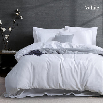 NNEDSZ luxurious linen cotton quilt cover set queen white