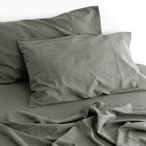 NNEDSZ luxurious linen cotton sheet set 1 queen grey