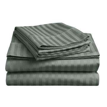 NNEDSZ soft stripe microfibre sheet set double charcoal