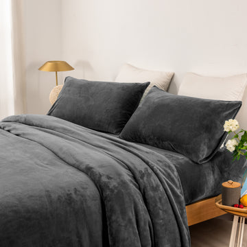 NNEDSZ thermal microplush sheet set single charcoal