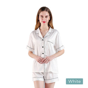 NNEDSZ 2pc satin short women pajamas set medium white