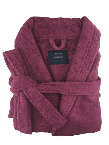 NNEDSZ small medium egyptian cotton terry toweling bathrobe burgundy