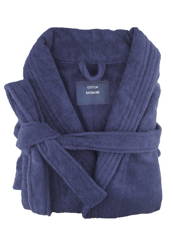 NNEDSZ small medium egyptian cotton terry toweling bathrobe navy