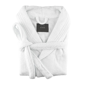 NNEDSZ small medium egyptian cotton terry toweling bathrobe white
