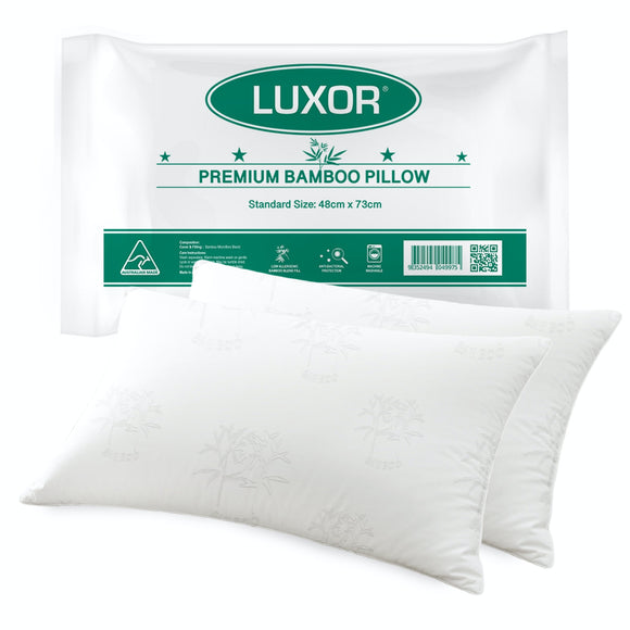 NNEDSZ Luxor Australian Made Bamboo Cooling Pillow Standard Size Twin Pack