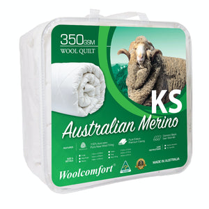 NNEDSZ Aus Made Merino Wool Quilt 350GSM 160x210cm King Single Size