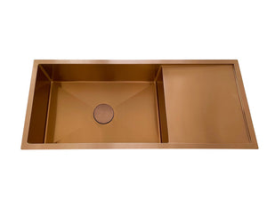 NNEDSZ 2022 Brushed brass gold Copper Gunmetal single long bowl drainer stainless steel 304 kitchen sink