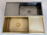 NNEDSZ 2022 Brushed brass gold Copper Gunmetal single long bowl drainer stainless steel 304 kitchen sink