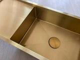 NNEDSZ 2022 Brushed brass gold Copper Gunmetal single long bowl drainer stainless steel 304 kitchen sink