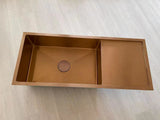 NNEDSZ 2022 Brushed brass gold Copper Gunmetal single long bowl drainer stainless steel 304 kitchen sink