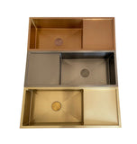 NNEDSZ 2022 Brushed brass gold Copper Gunmetal single long bowl drainer stainless steel 304 kitchen sink