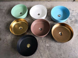 NNEDSZ 2023 Matte Black matte white matte Pink Green Gold Copper Round 360 mm Dia top counter basin porcelain sink