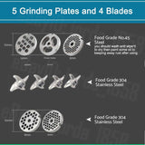 NNEDSZ 1.63HP Commercial Meat Mincer- Electric Grinder & Sausage Maker Filler 1200W