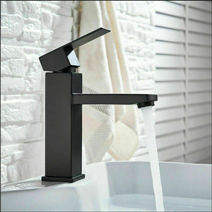 NNEDSZ 2021 Square Cube style basin mount tap low faucet Matte Black tap mixer spout