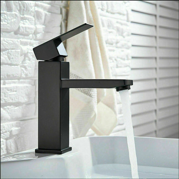NNEDSZ 2021 Square Cube style basin mount tap low faucet Matte Black tap mixer spout