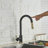 NNEDSZ 2023 Brushed Gold Spout Matte Black pull out with spray function kitchen mixer tap faucet
