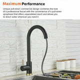 NNEDSZ 2023 Brushed Gold Spout Matte Black pull out with spray function kitchen mixer tap faucet