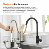 NNEDSZ 2023 Brushed Gold Spout Matte Black pull out with spray function kitchen mixer tap faucet