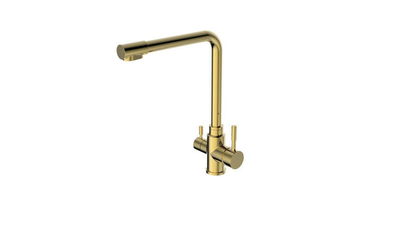 NNEDSZ 2023 Brushed Brass Gold L shape 3 way filter water kitchen mixer tap faucet Stainless steel Made PVD plated