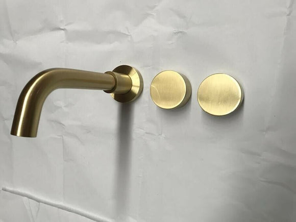 NNEDSZ 2021 New Burnished Gold Brushed Brass mixer WaterMark WELS round taps wall faucet basin
