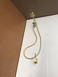 NNEDSZ 2021 New Brass Burnished Gold  round hand held SHOWER HEAD  adjust holder mixer