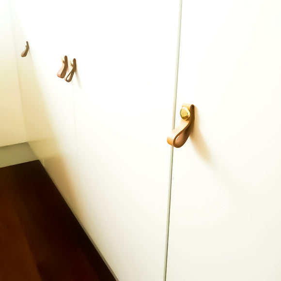 NNEDSZ 100% Genuine Leather Door Knob Cabinet Kitchen Drawer Handle Pull laundry gold
