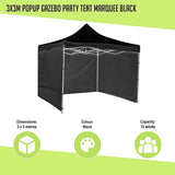NNEDSZ 3x3m Popup Gazebo Party Tent Marquee Black