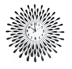 NNEDSZ Modern 3D Crystal Wall Clock Luxury Art Metal Round Home Decor