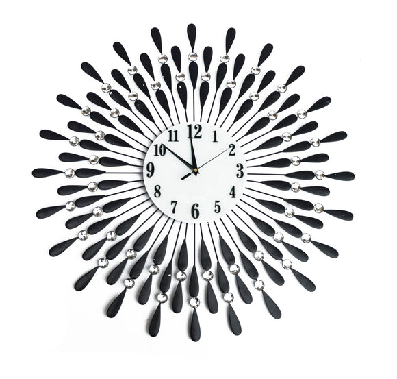 NNEDSZ Modern 3D Crystal Wall Clock Luxury Art Metal Round Home Decor