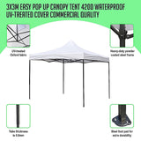 NNEDSZ 3x3m Easy Pop up Canopy Tent 420D Waterproof UV-Treated Cover Commercial Quality