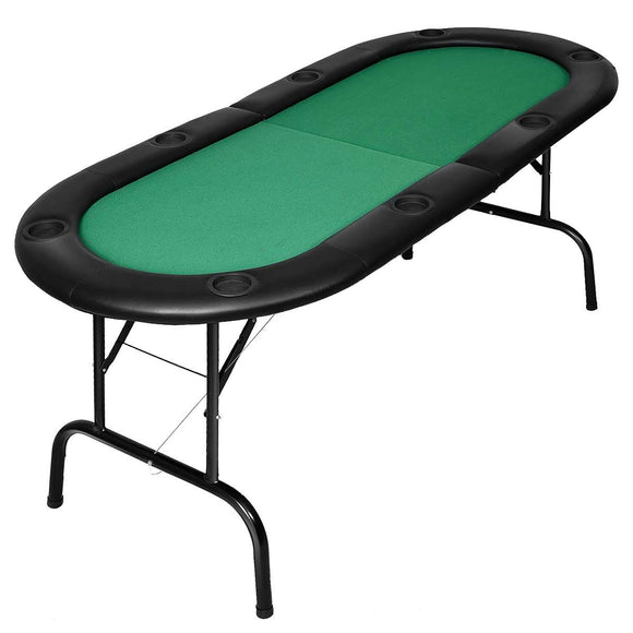 NNEDSZ 185cm 8 Player Folding Poker Blackjack Table with Cup Holder