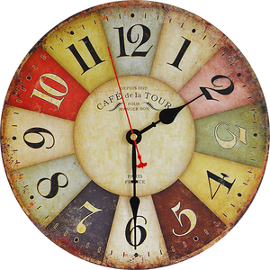 NNEDSZ Large Colourful Wall Clock Kitchen  Office Retro Timepiece