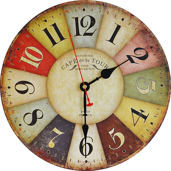NNEDSZ Large Colourful Wall Clock Kitchen  Office Retro Timepiece