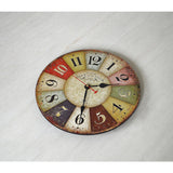 NNEDSZ Large Colourful Wall Clock Kitchen  Office Retro Timepiece